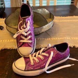 Purple glitter girls converse
